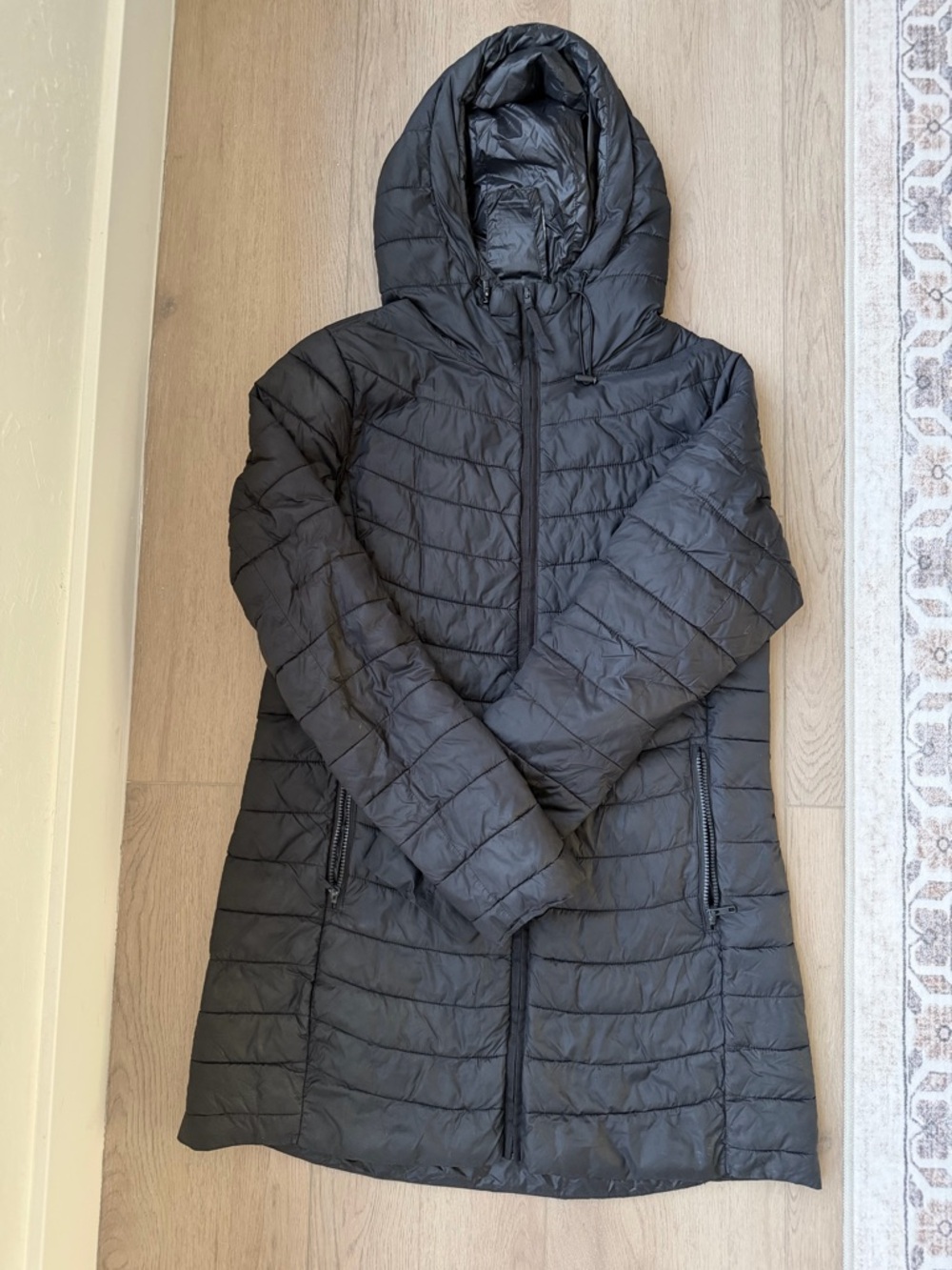 GAP Black Quilted Hooded Puffer Coat